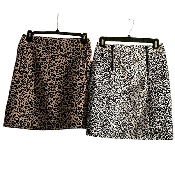 Ann Taylor & LOFT 🌹Bundle of 2 for $20🌹Jacquard Leopard Mini Skirts Size 00P - Picture 1 of 10